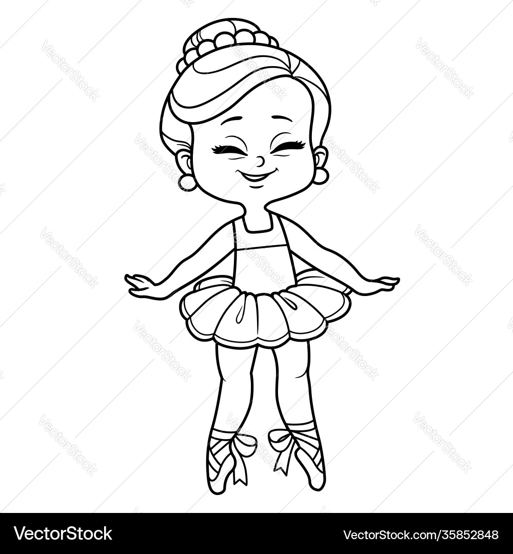 Süße Cartoon Ballerina Mädchen tanzen umrissen Süße Cartoon Ballerina Mädchen tanzen umrissen vektorbild