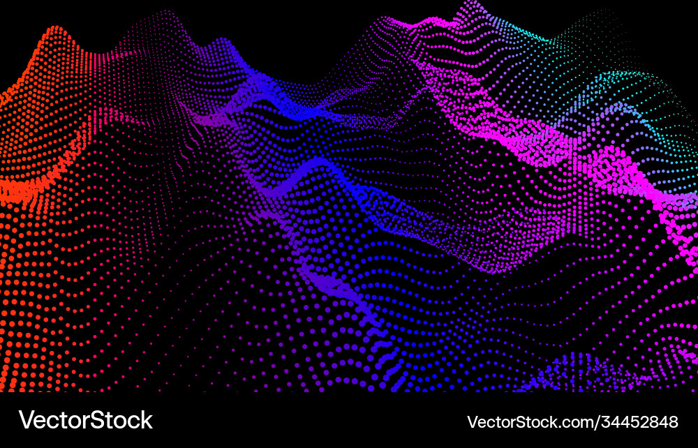 Sea waves from node hud data dots flow research Sea waves from node hud data dots flow research Vector Image