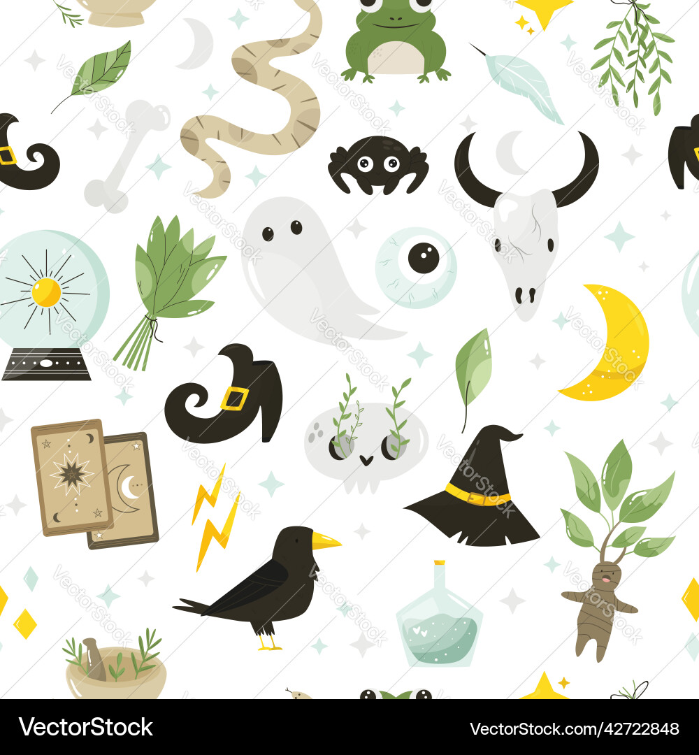 Seamless pattern with magic items symbols Seamless pattern with magic items symbols vector image