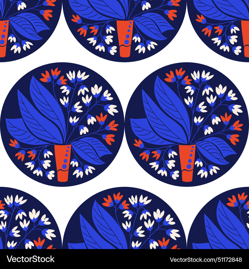 Seamless pattern with round botanical composition Seamless pattern with round botanical composition vector image