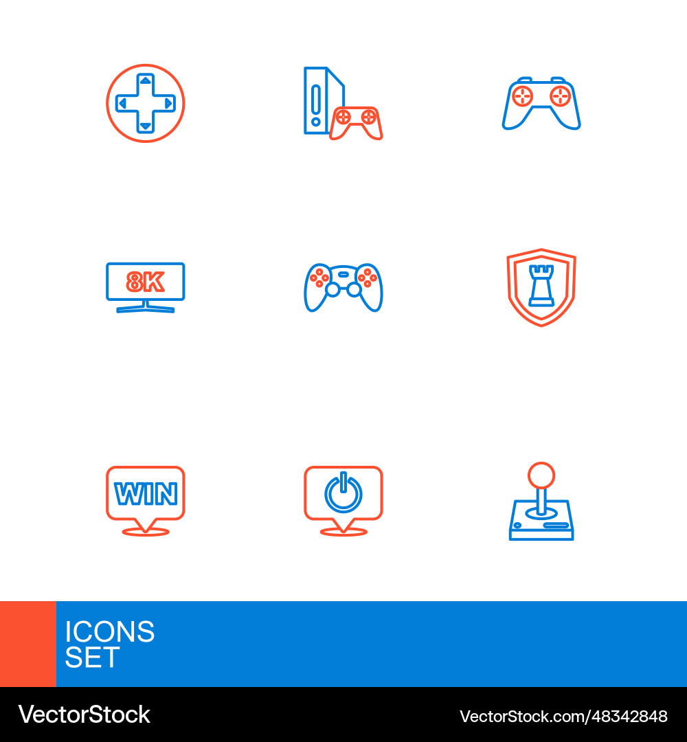 Set line joystick for arcade machine power button vector image