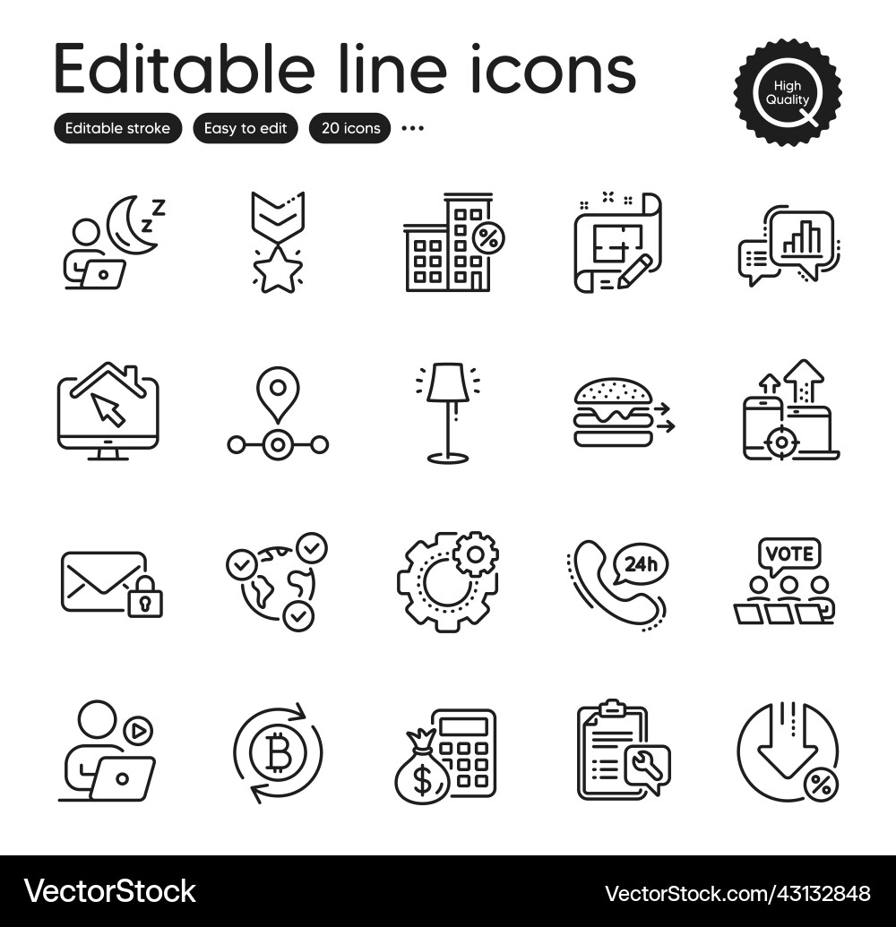 Set of technology outline icons contains Set of technology outline icons contains vector image