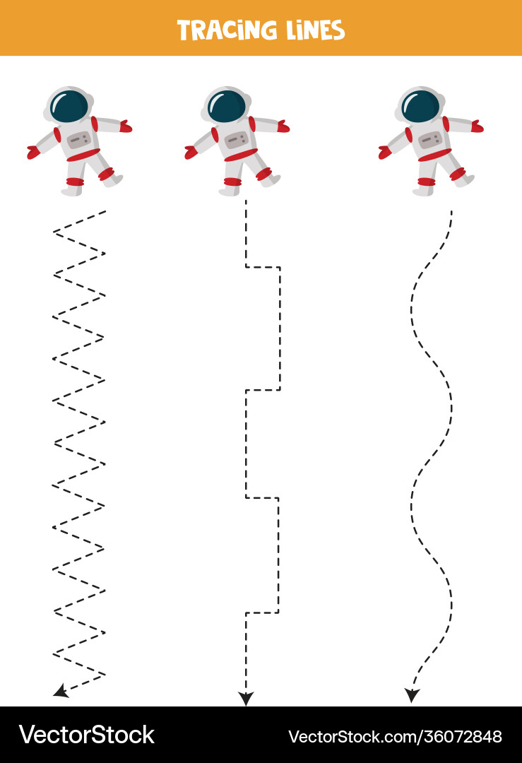 Trace lines with space astronaut writing vector image
