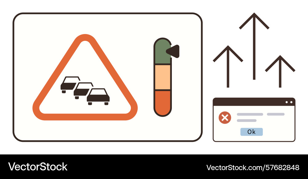 Traffic congestion warning with progress indicator Traffic congestion warning with progress indicator vector image