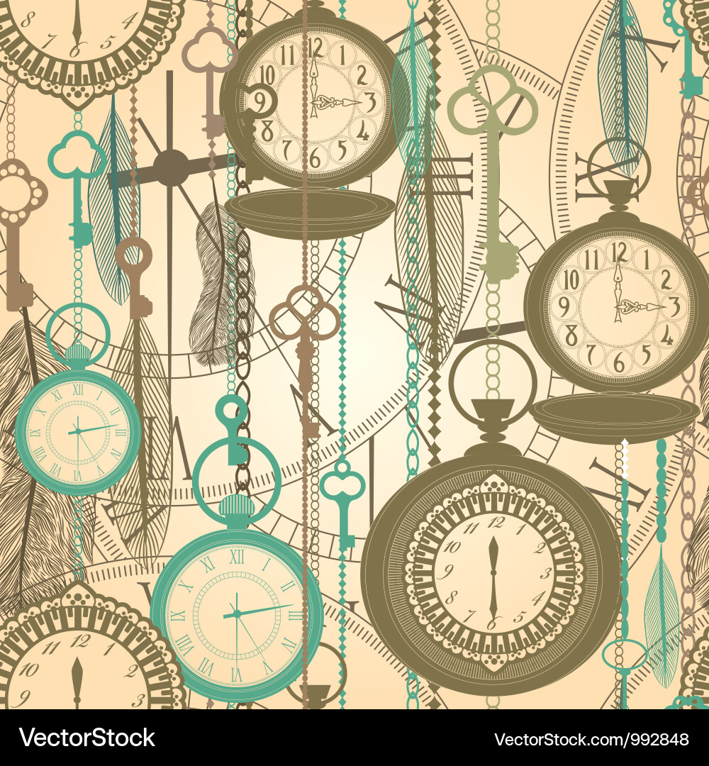 Vintage Watch Seamless Pattern Royalty Free Vector Image