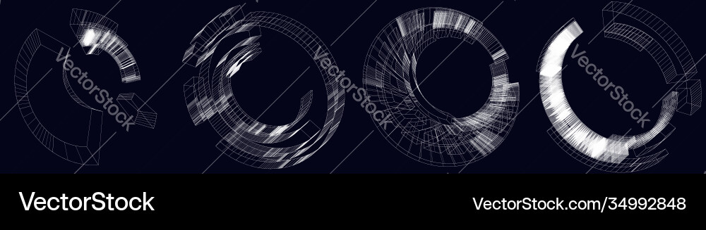 Wire-frame 3d abstract sci-fi object geometric Wire-frame 3d abstract sci-fi object geometric Vector Image