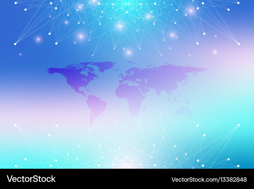 World map with global technology networking World map with global technology networking vector image