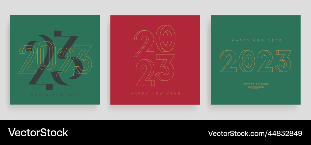 2023 happy new year posters set christmas card 2023 happy new year posters set christmas card vector image