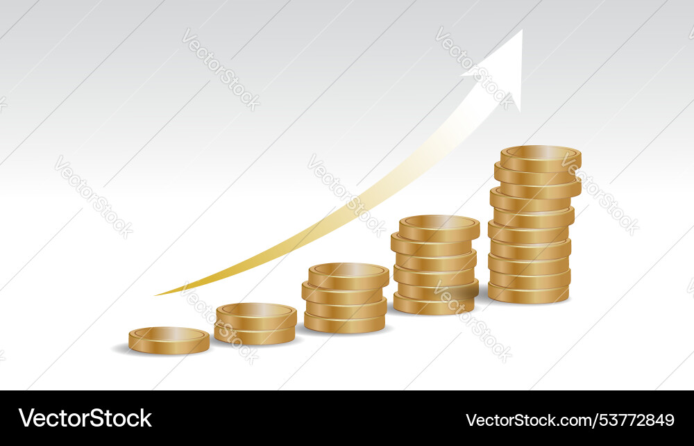 3d golden coins stack graph Vector Image