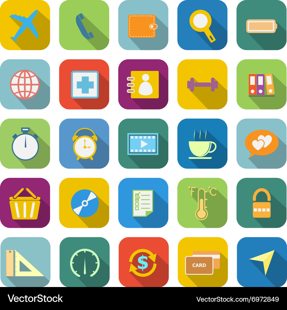 Application Color Icons with Long Shadow vector image