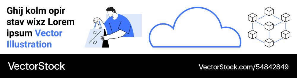Cloud computing and blockchain rendering Cloud computing and blockchain rendering vector image