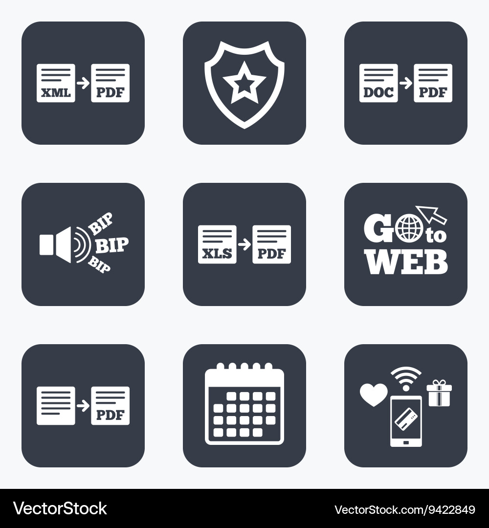 Export file signs convert doc to pdf symbols Vector Image