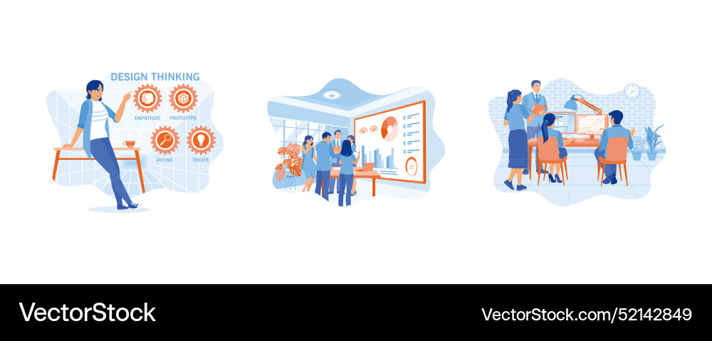 Front end development team develops ui and ux Front end development team develops ui and ux vector image