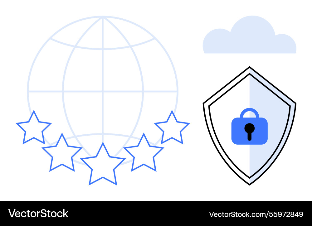 Global security concept with shield and lock five Global security concept with shield and lock five vector image