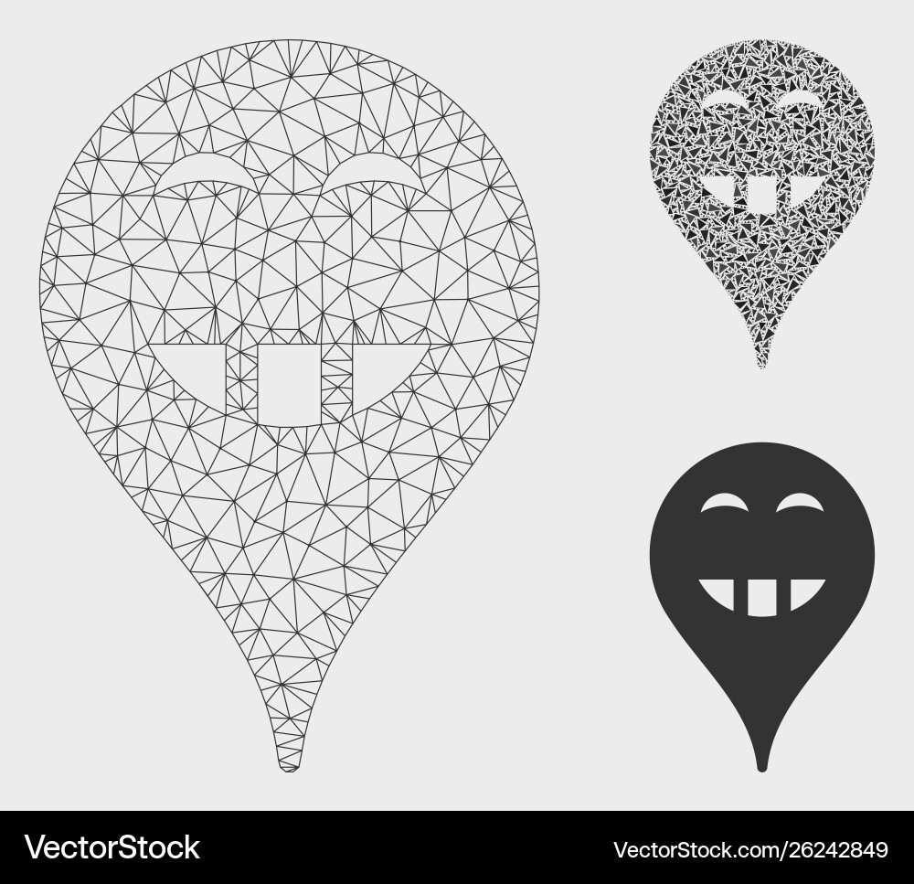 Laugth smiley map marker mesh network model Laugth smiley map marker mesh network model vector image