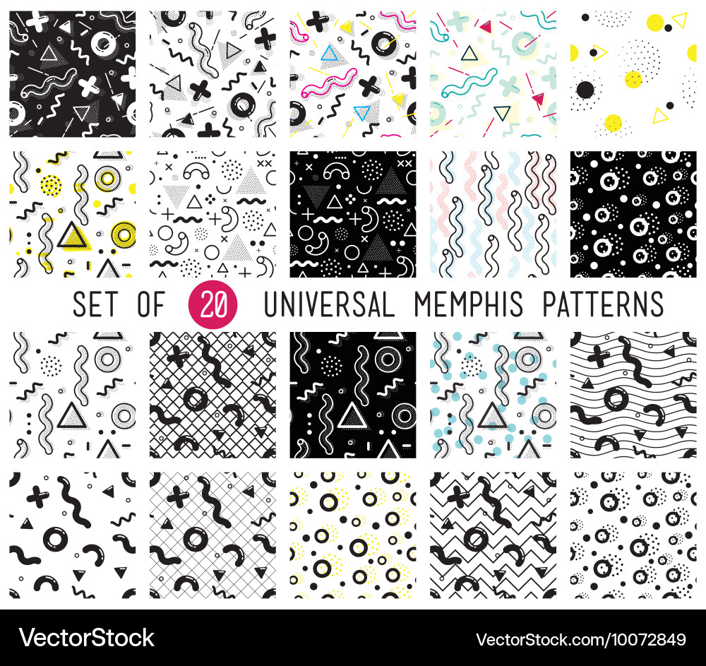 Memphis Style Pattern Set Vector Image
