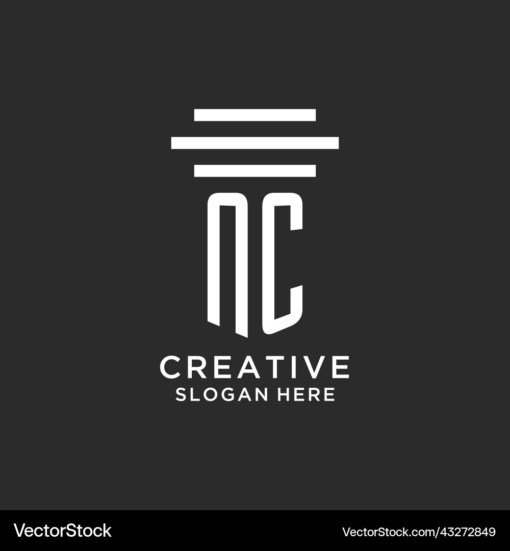 Nc initials with simple pillar logo design Vector Image