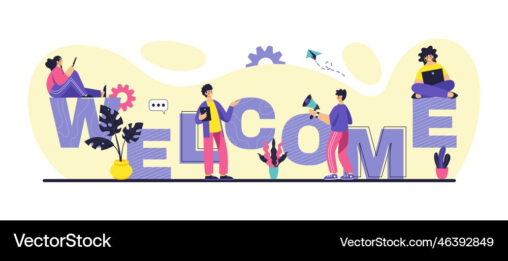Office welcome page presentation message Vector Image