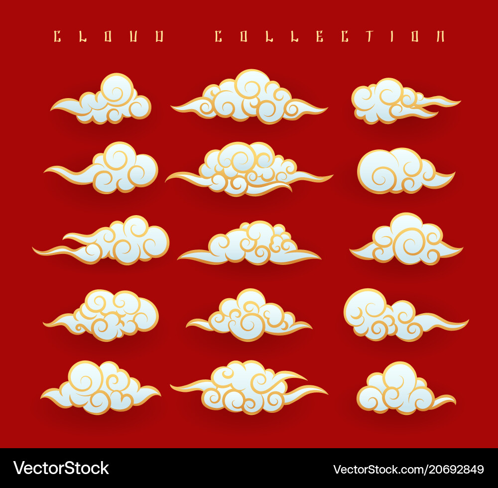 Oriental Cloud Set Royalty Free Vector Image - VectorStock