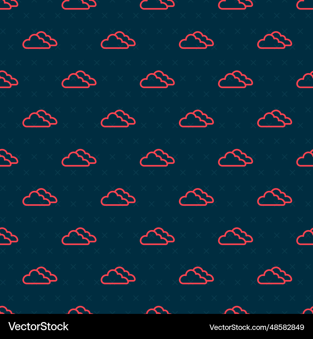 Red line cloud icon isolated seamless pattern Red line cloud icon isolated seamless pattern vector image