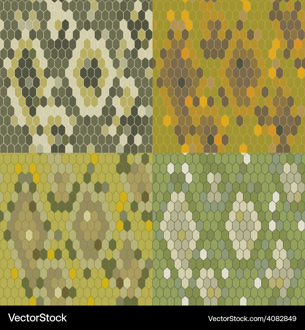 Set 4 Schlange Haut Textur nahtlose Muster Python vektorbild