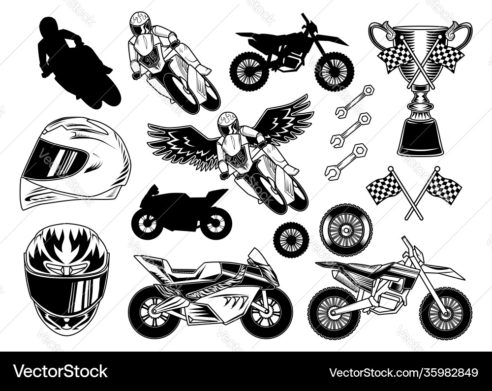 Set motorcycle elements for creating your own Vector Image