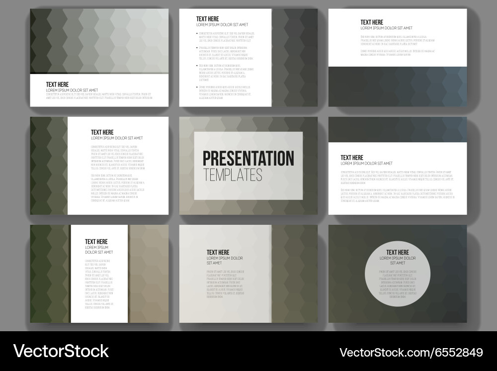 Set of 9 templates for presentation slides Vector Image