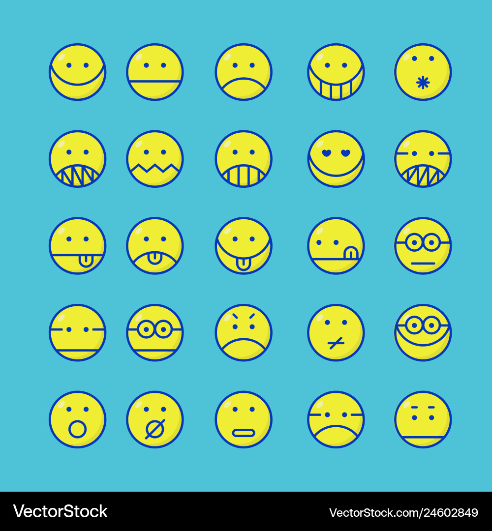 Set of emoticon with simple line design style Set of emoticon with simple line design style Vector Image