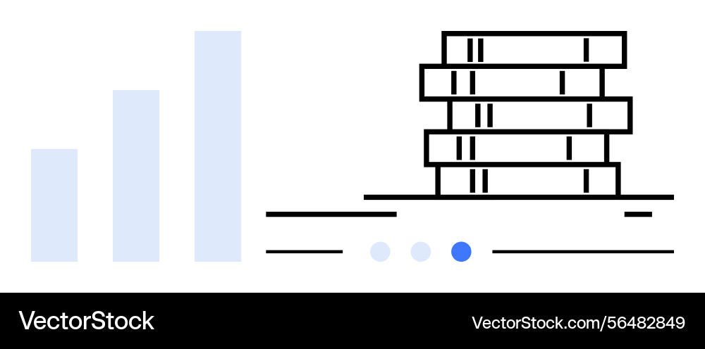 Stacked books with data bar graph and navigation Stacked books with data bar graph and navigation vector image