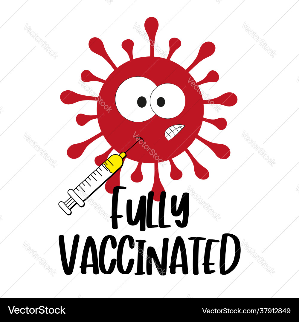 Voll geimpft- Cartoon Kovid-19 Virus und Impfung Voll geimpft- Cartoon Kovid-19 Virus und Impfung vektorbild