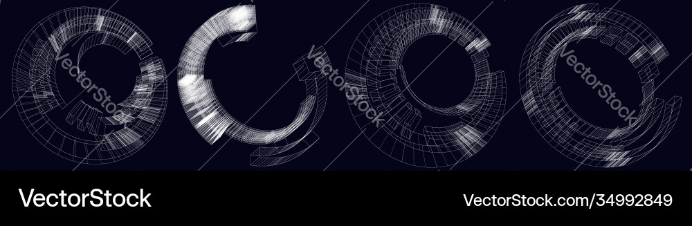 Wire-frame 3d abstract sci-fi object geometric Vector Image
