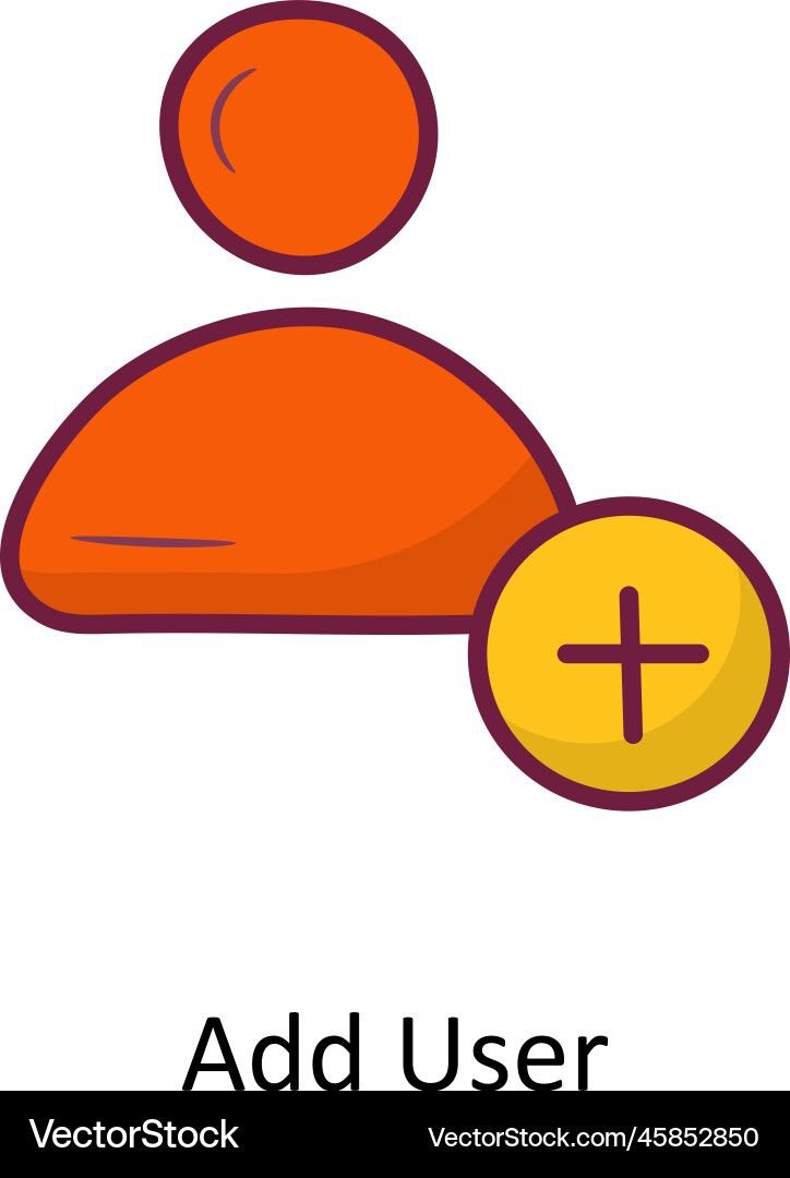 Add user solid fill outline icon design vector image