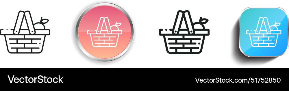 Basket icon thin linear regular and button style vector image