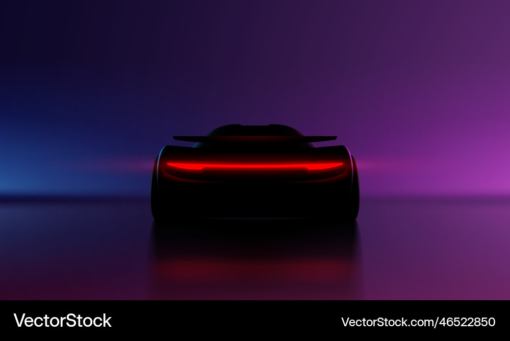 Car back view silhouette with red lights Car back view silhouette with red lights vector image