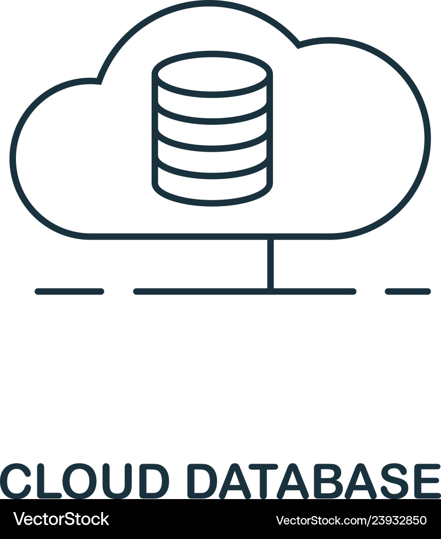 Cloud database outline icon thin line style from Cloud database outline icon thin line style from Vector Image