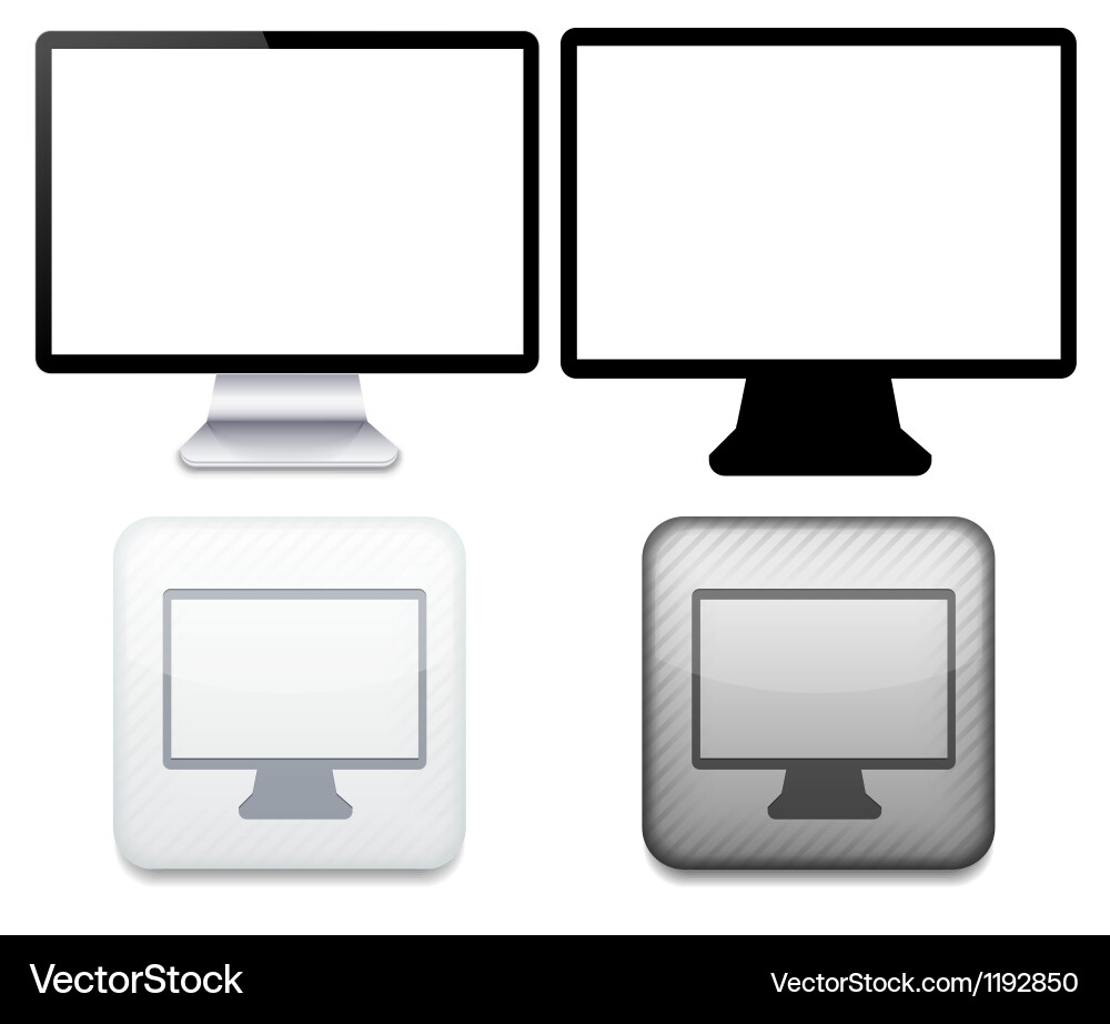 Computer display set isolated on white eps10 vector image