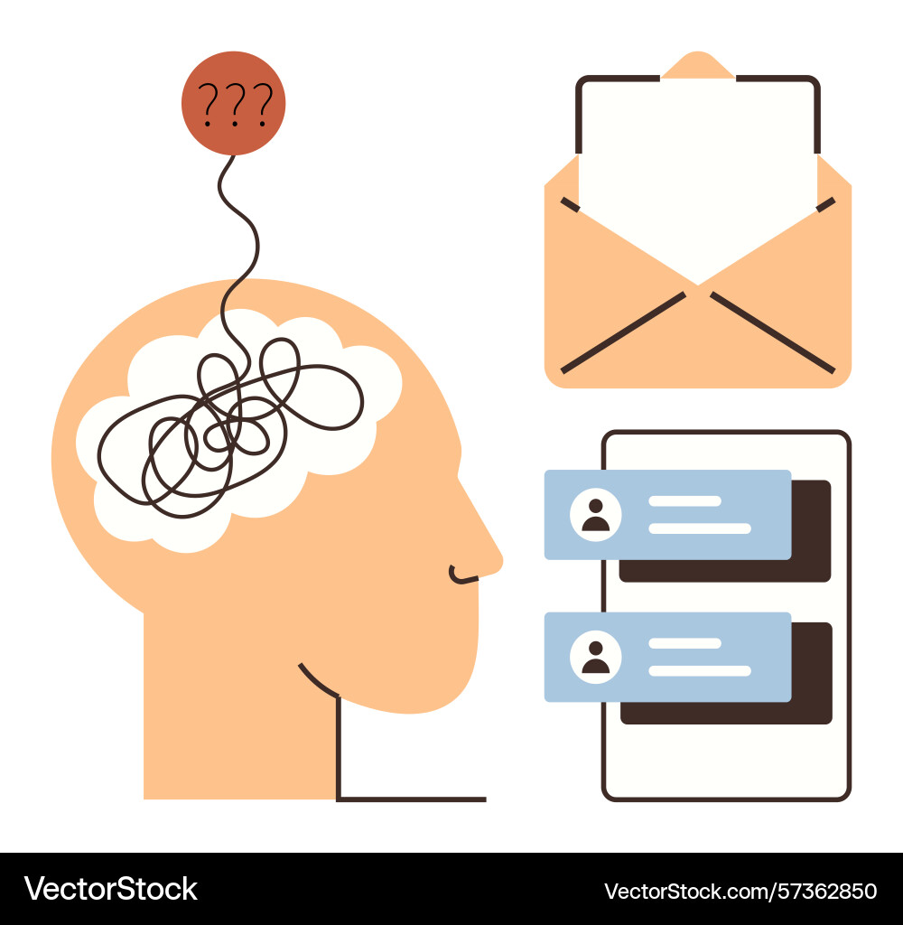 Concept of information overload in communication Vector Image