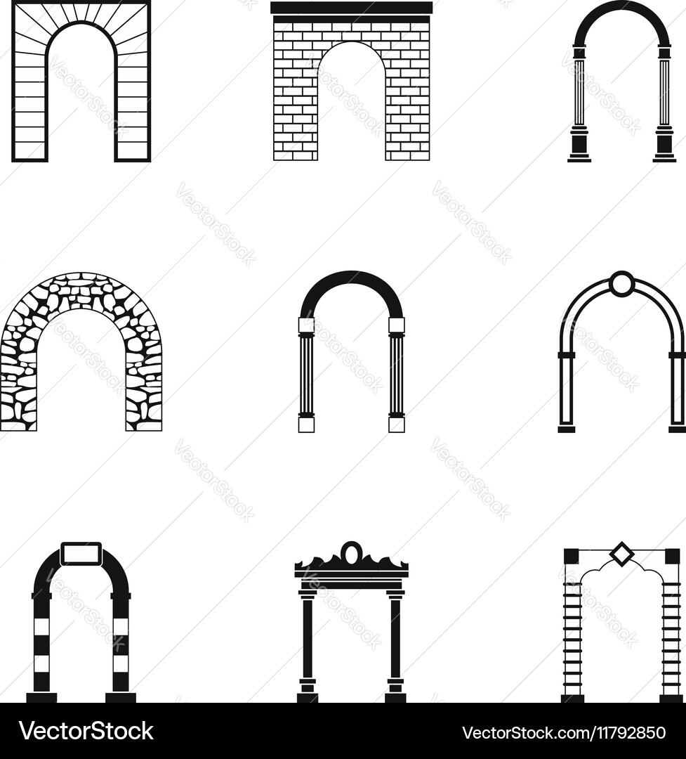 Different arches icons set simple style vector image