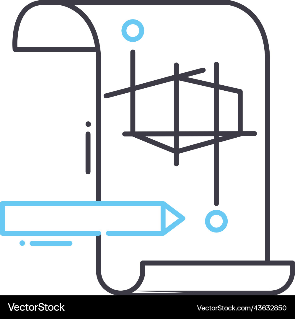Draft projects line icon outline symbol Draft projects line icon outline symbol vector image