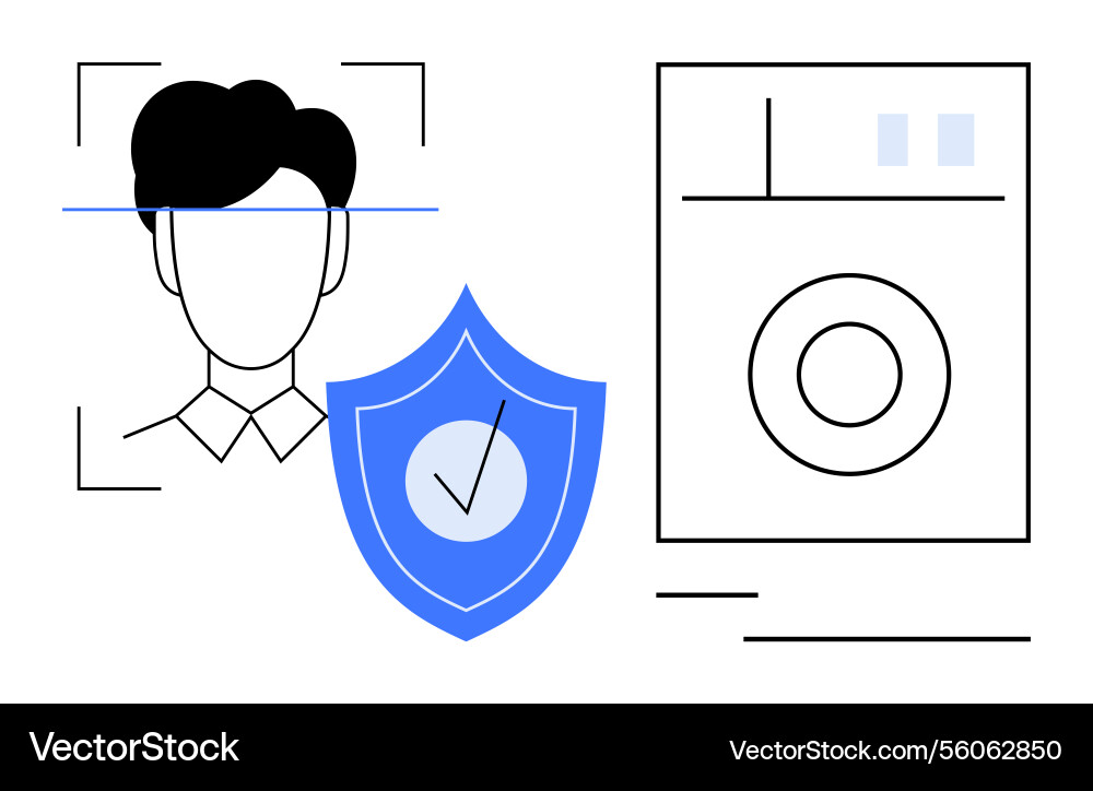 Facial recognition with security shield and device Facial recognition with security shield and device vector image