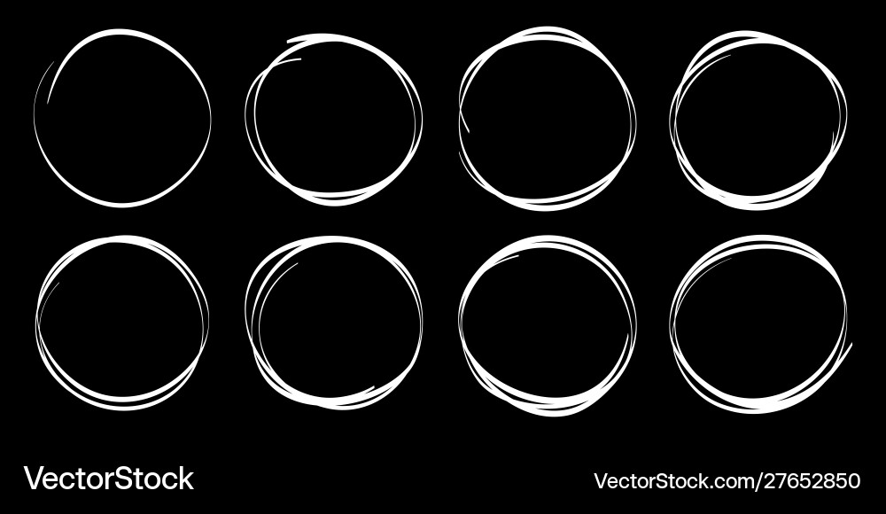 Hand drawn circle frames scribble line circles Hand drawn circle frames scribble line circles Vector Image