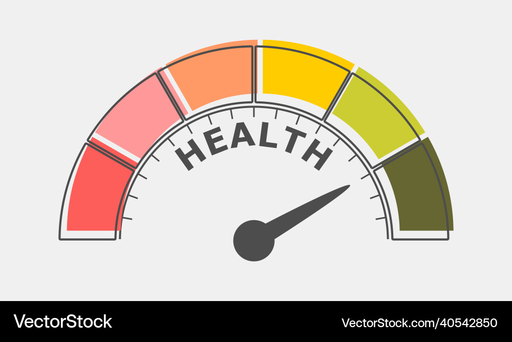 Health measuring device with arrow and scale vector image