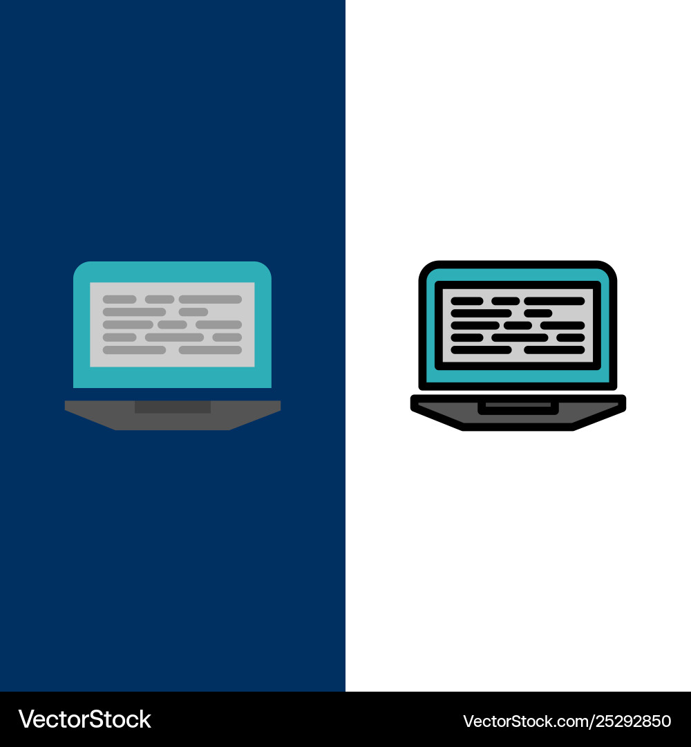 Laptop coding code screen computer icons flat Laptop coding code screen computer icons flat Vector Image