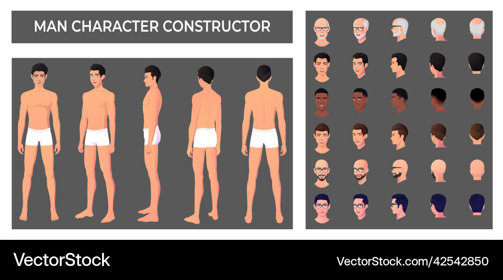 Man wearing boxers character creation with various vector image