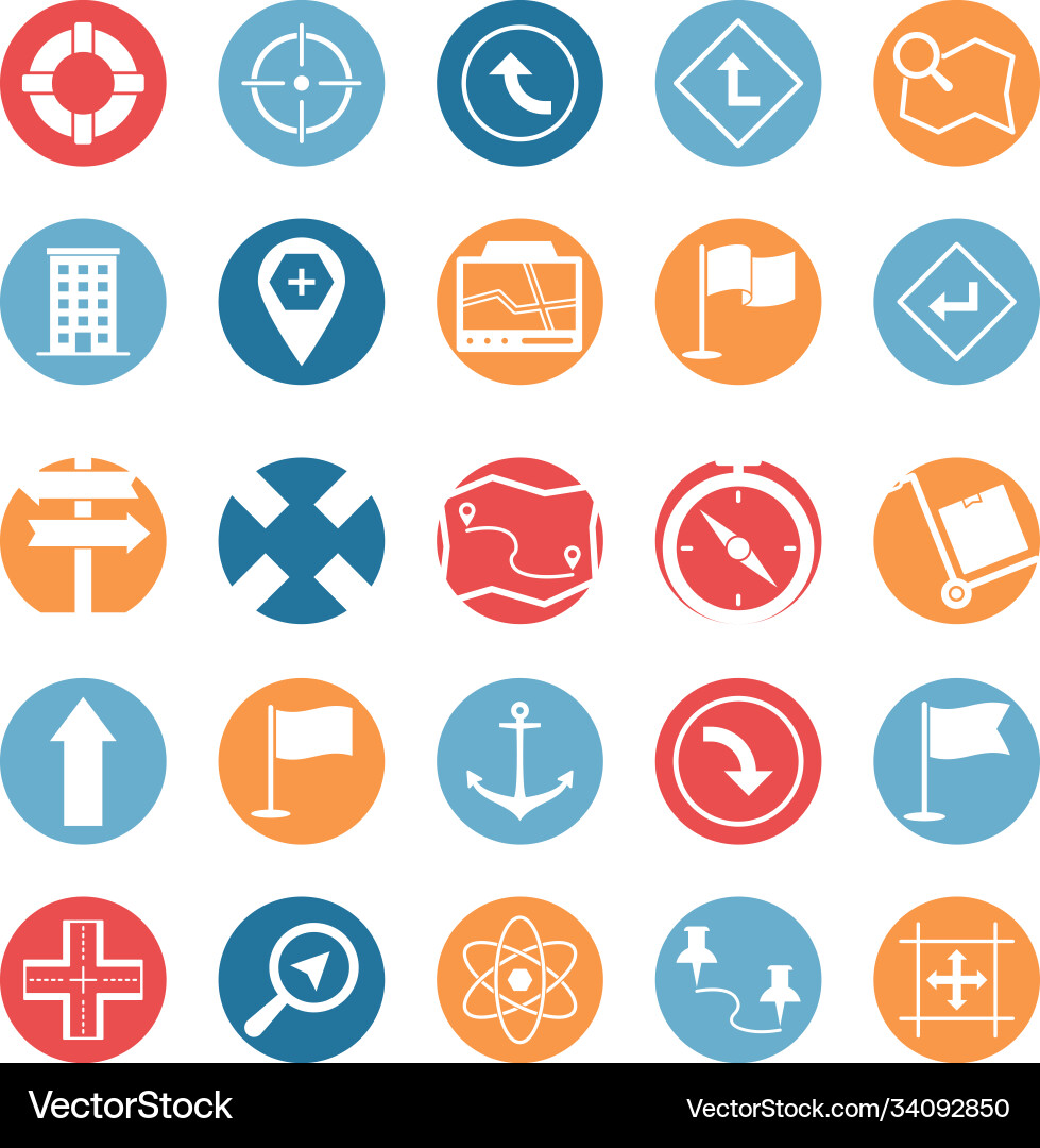 Map and navigation icons can be easily mod Vector Image
