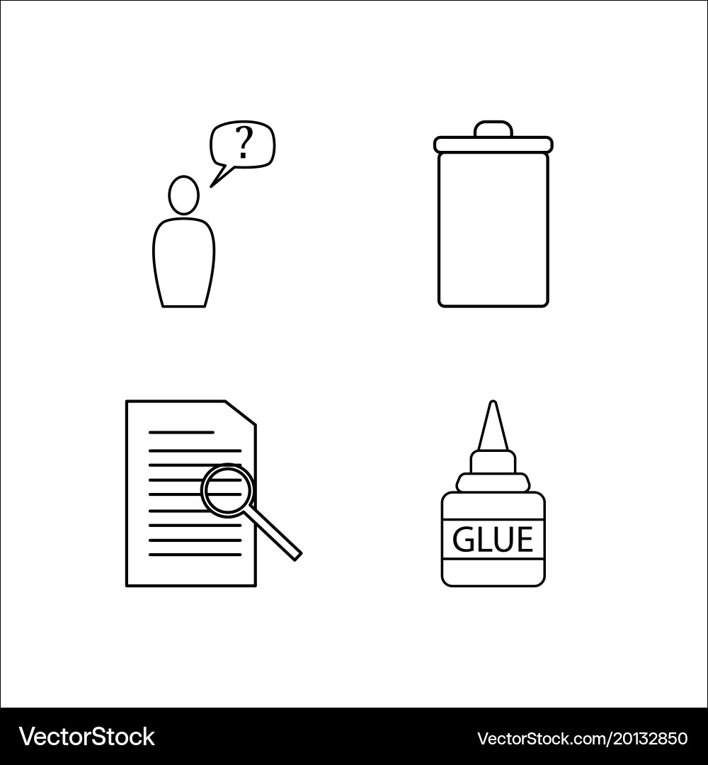 Office simple linear icon setsimple outline icons vector image