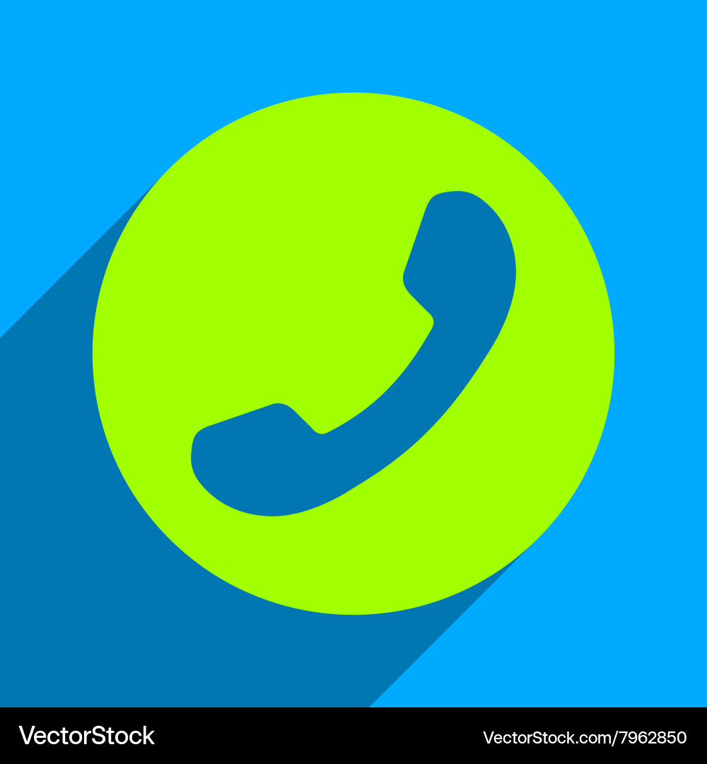 Phone number flat square icon with long shadow Vector Image