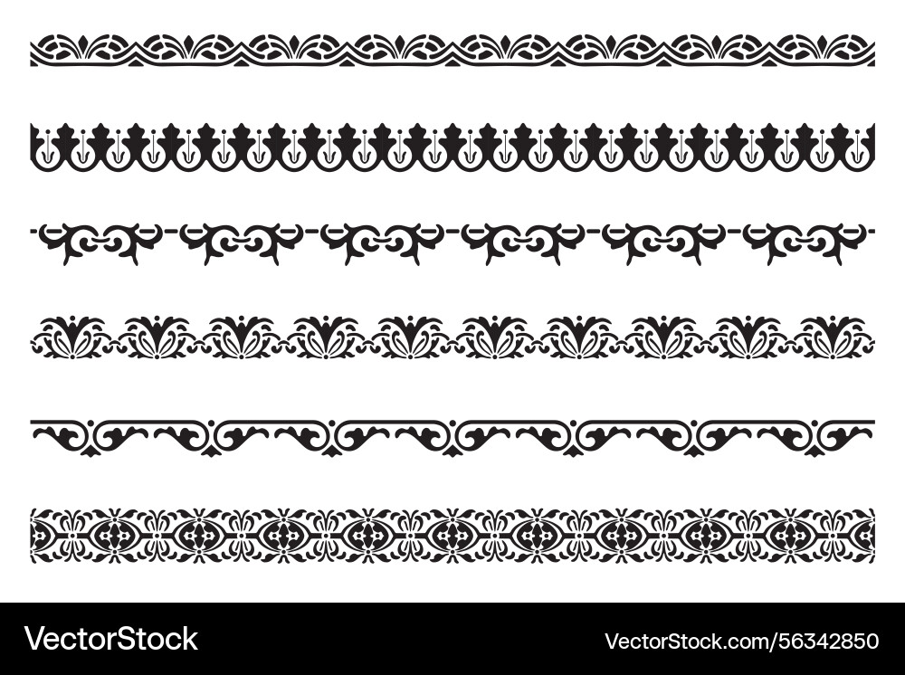 Set of decorative floral seamless ornamental Set of decorative floral seamless ornamental vector image