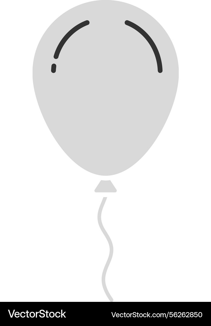 Simple grey balloon with a string in minimal vector image