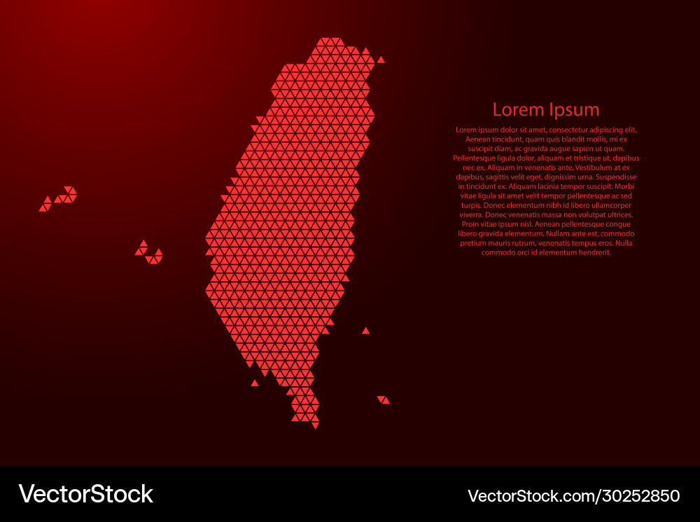Taiwan map abstract schematic from red triangles Taiwan map abstract schematic from red triangles vector image
